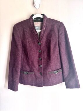 Julius Lang Burgundy Alpaca Wool Blazer Purple Victorian Size M 36 6
